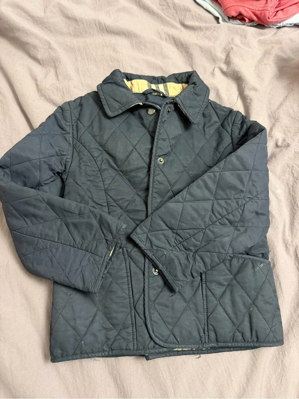 Kids Burberry Quilted Black Jacket with Contrast Lining